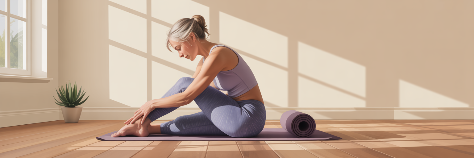 Person performing gentle stretch at home.