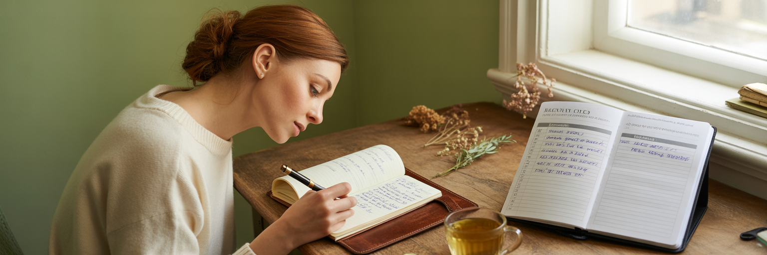 Person planning a weekly recovery schedule.