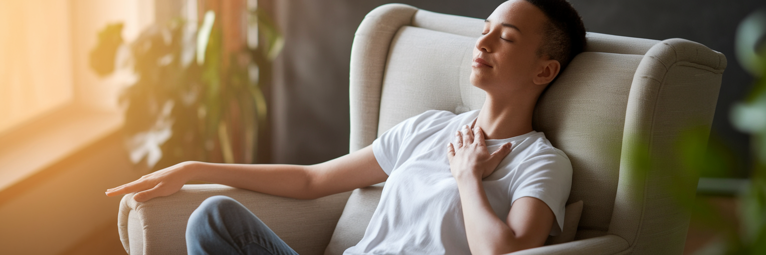 Person practicing EFT tapping for relaxation.