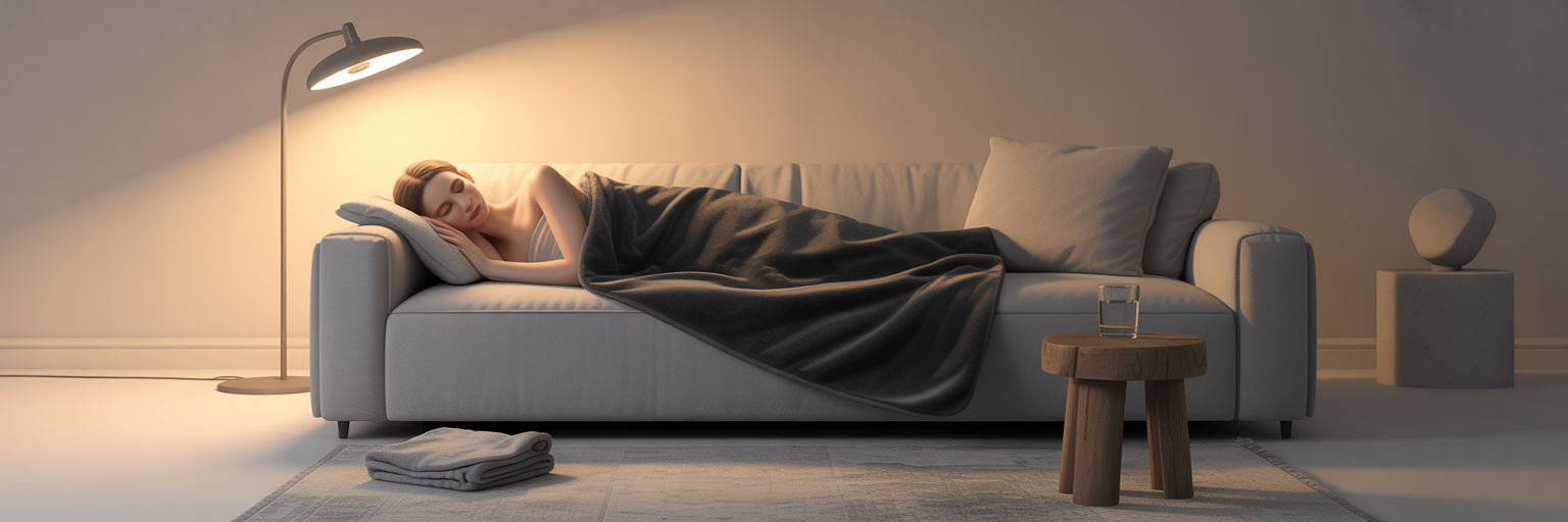 Person relaxing with infrared sauna blanket