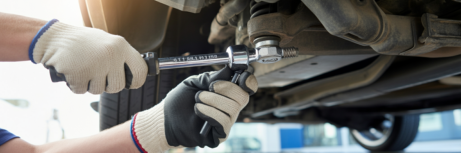 Person safely fixing car oil pan leak