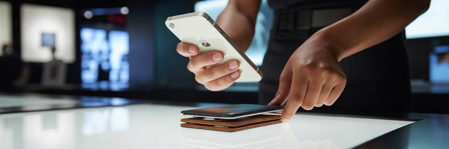 Person testing MagSafe wallet security in store