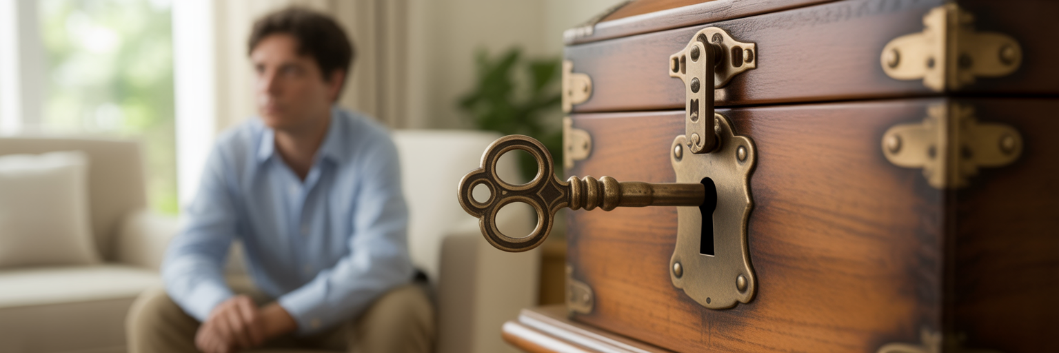 Person unlocking metaphorical subconscious chest.