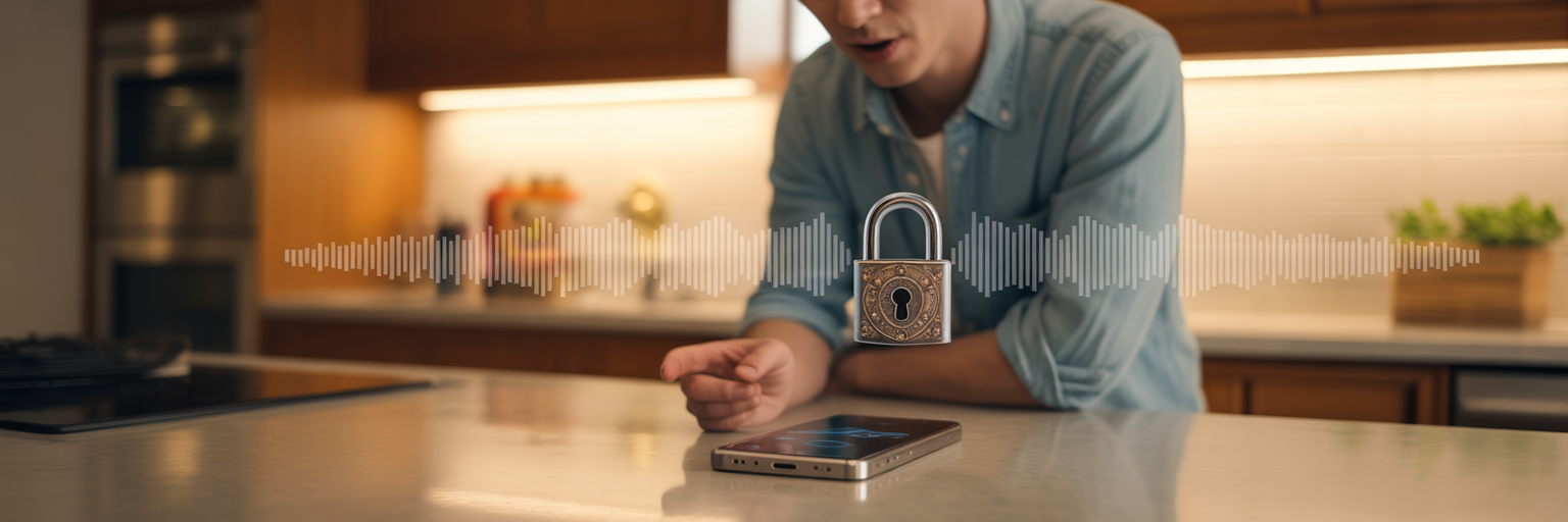 Person voice logging meal in kitchen