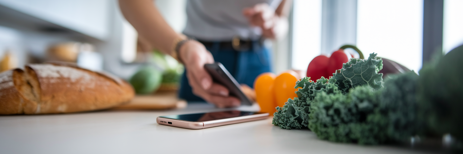 Person voice logging while unpacking groceries.