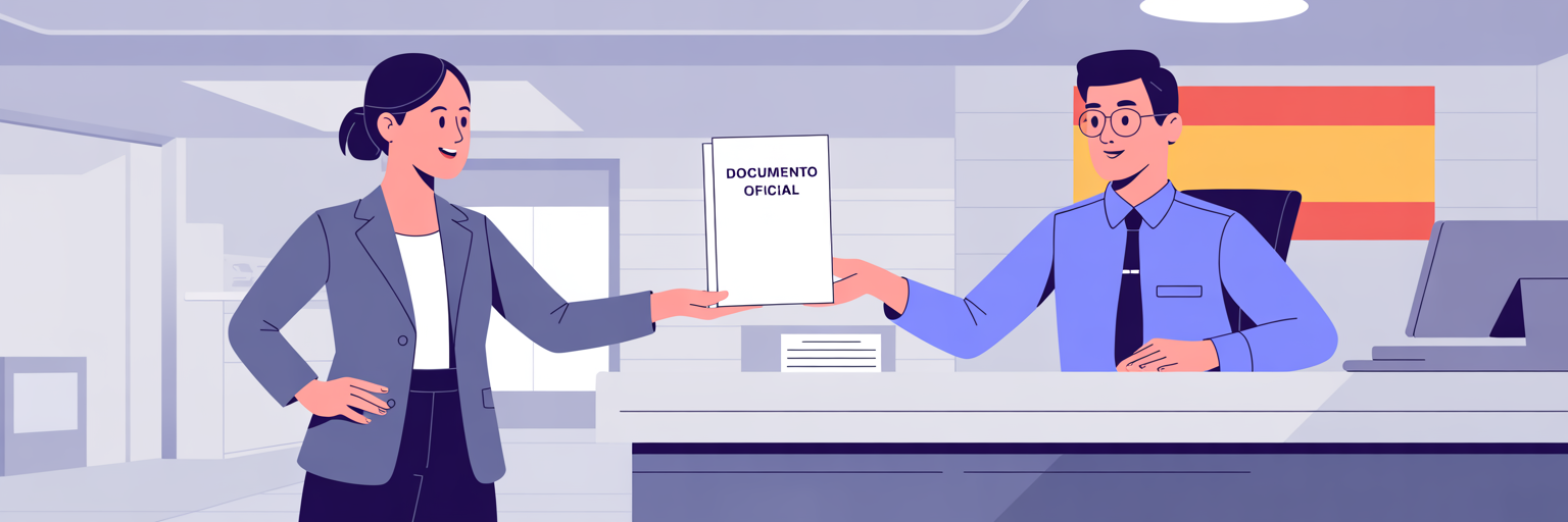 Persona presentando documentación para actualizar sus datos en la Agencia Tributaria.