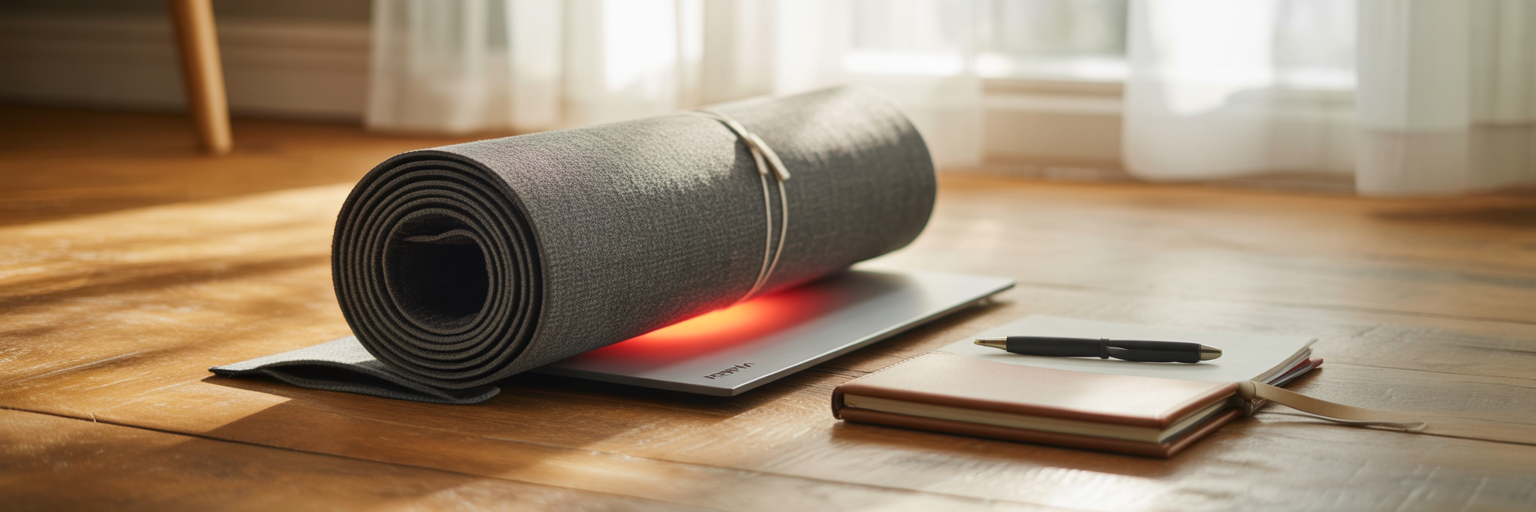 Personalized recovery tools organized on a wooden floor.