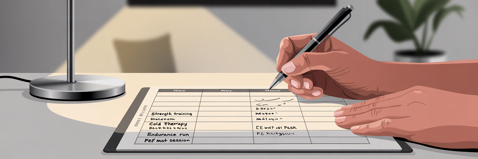 Planning a weekly at-home recovery schedule.