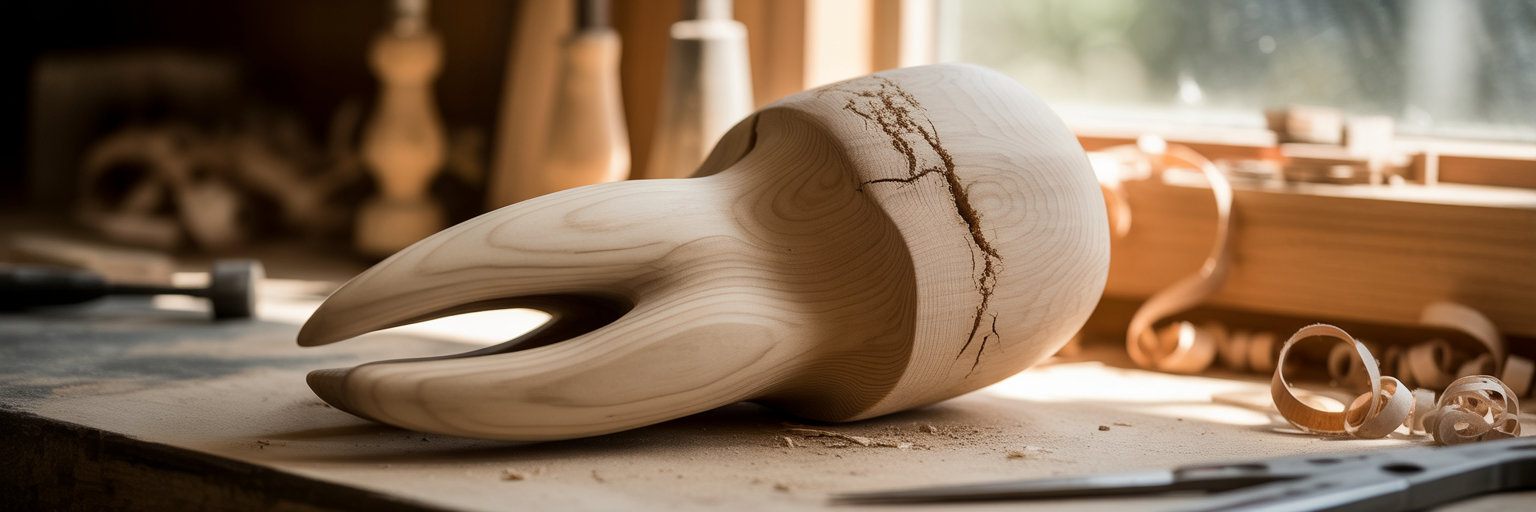 Polished and unpolished wood sculpture
