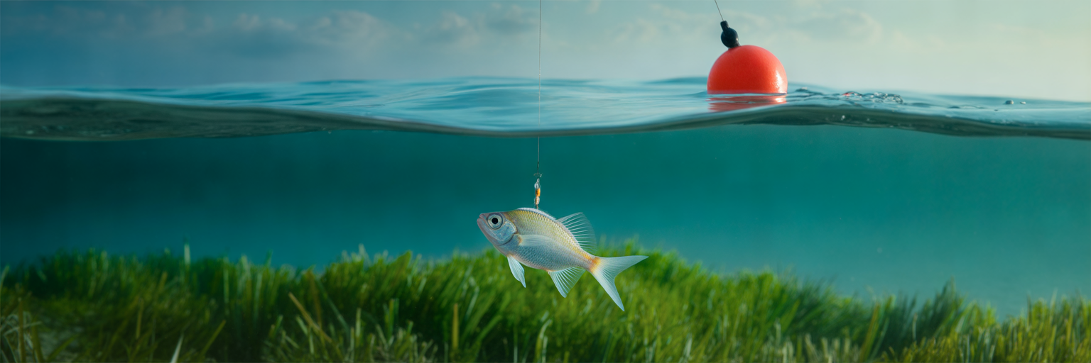 Popping cork rig over turtle grass.