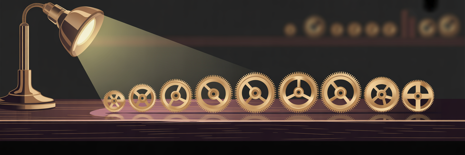 Präzise Zahnräder symbolisieren die Berechnung der Herzfrequenzzone.