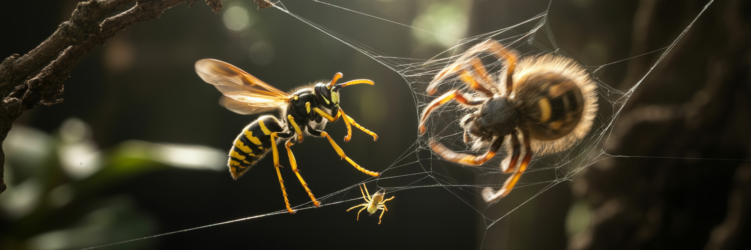 Predatory wasp fooled by a vibrating decoy spider.