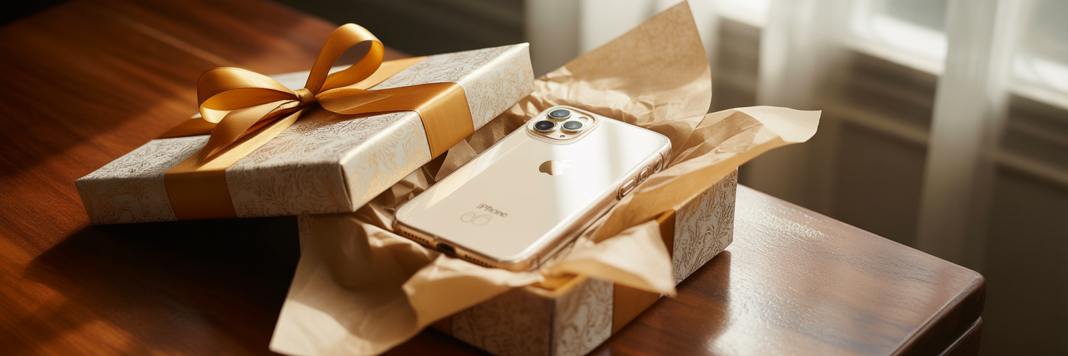 Premium clear iPhone case as a stylish gift.
