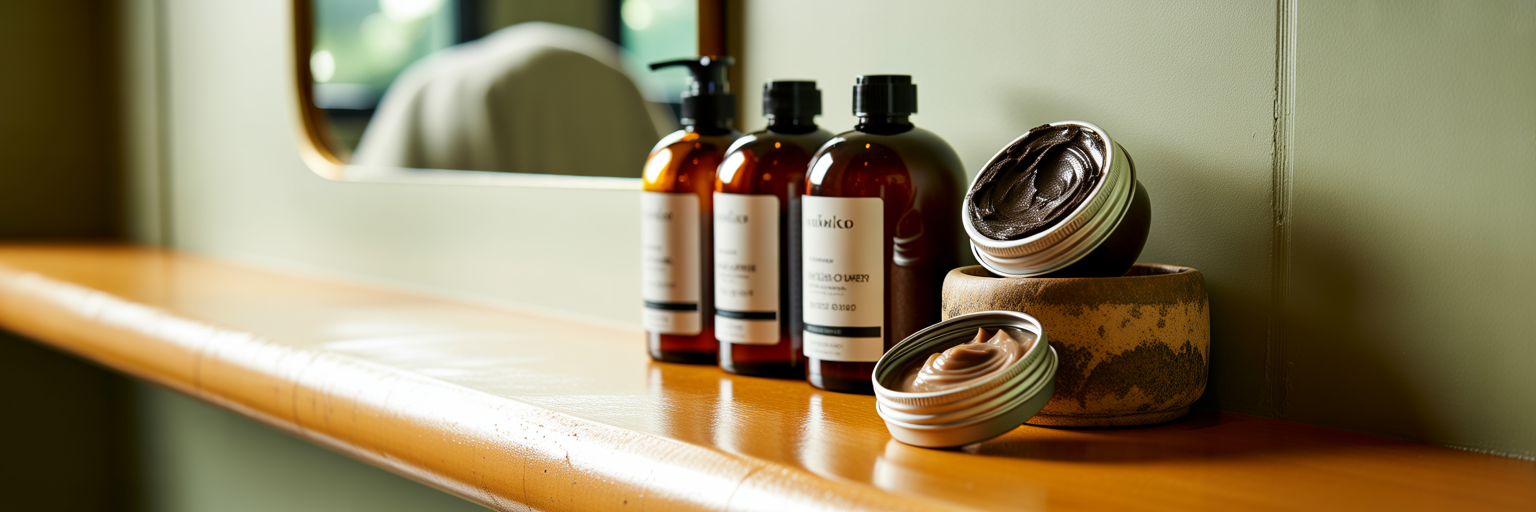 Premium dog grooming products on a shelf