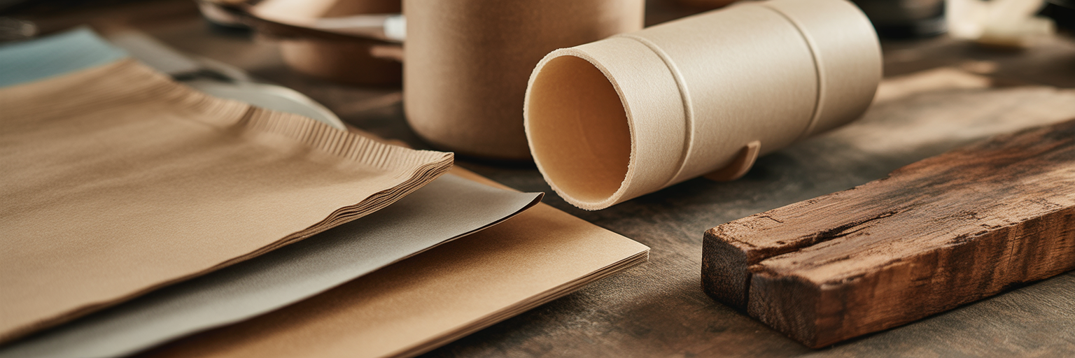 Premium eco-friendly packaging materials on workbench.