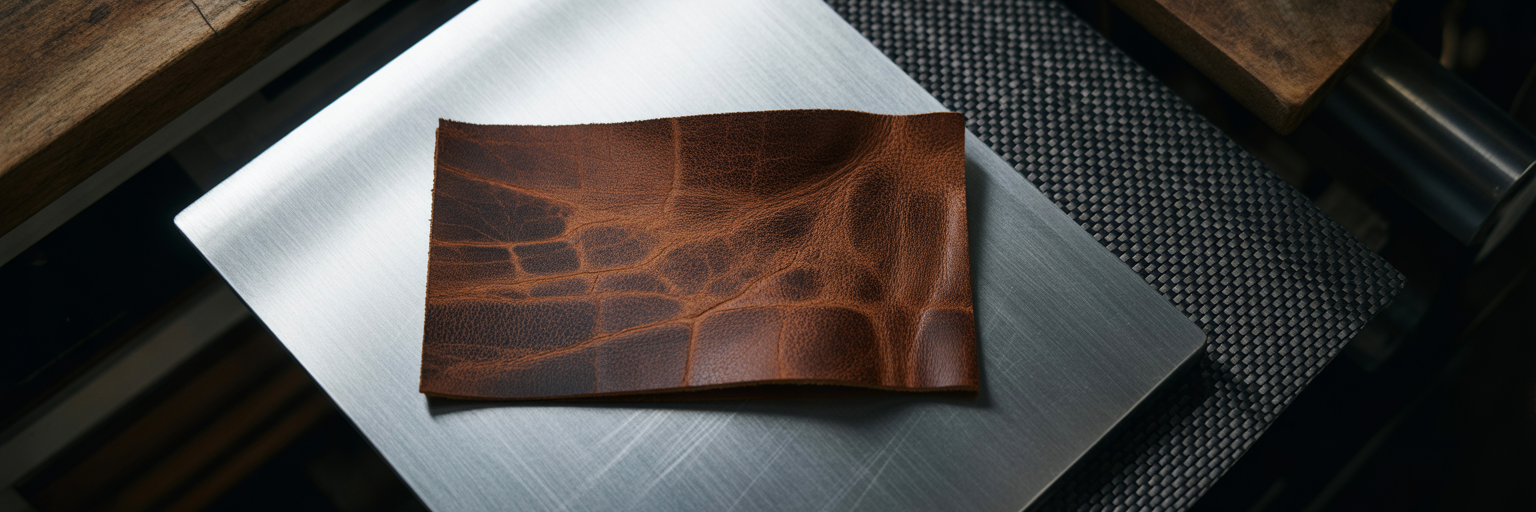 Premium leather aluminium and carbon fibre materials