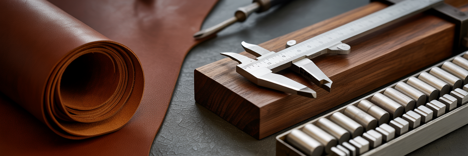 Premium leather wood and metal materials.