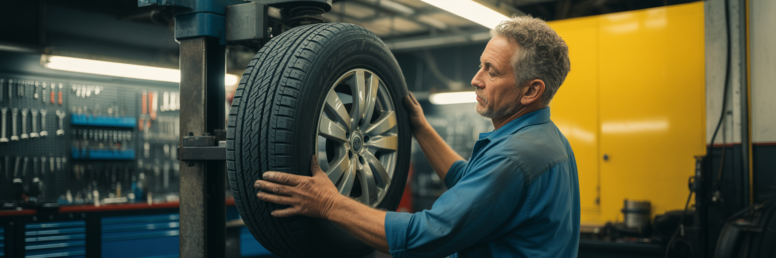Professional car tire replacement service.