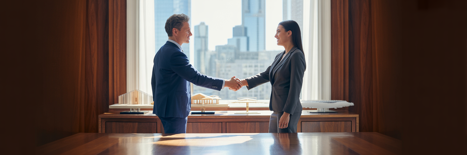 Professional handshake sealing a business deal.