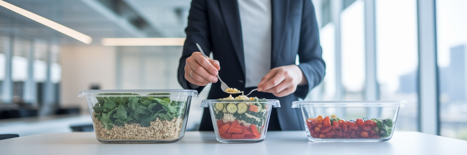 Professional preparing a quick healthy lunch.