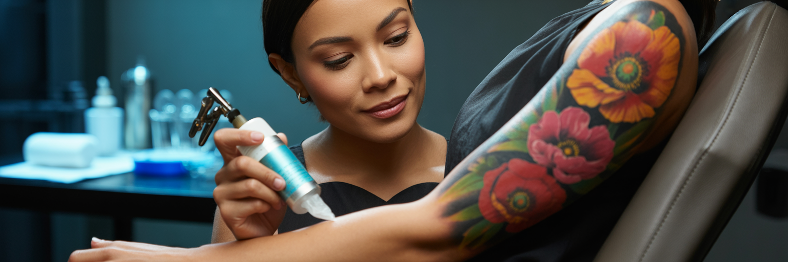 Professional tattoo aftercare for armpit.