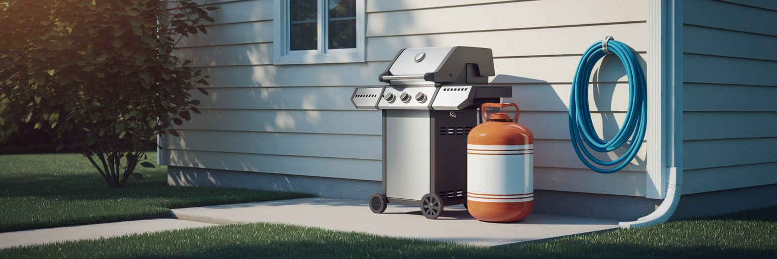 Propane tanks stored safely outside a house.
