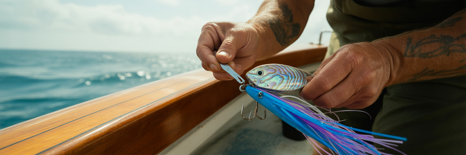Properly rigging a big-game trolling lure.