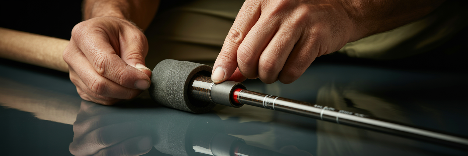Protecting a fishing rod guide with foam.
