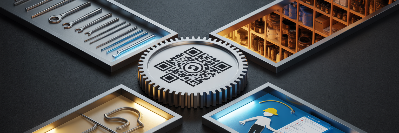 QR code triggering repair, inventory, and dispatch workflows.