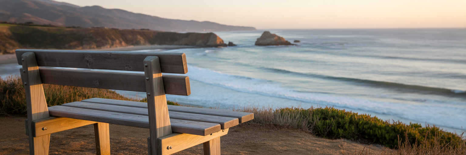 Quiet bench overlooking Cambria coastline