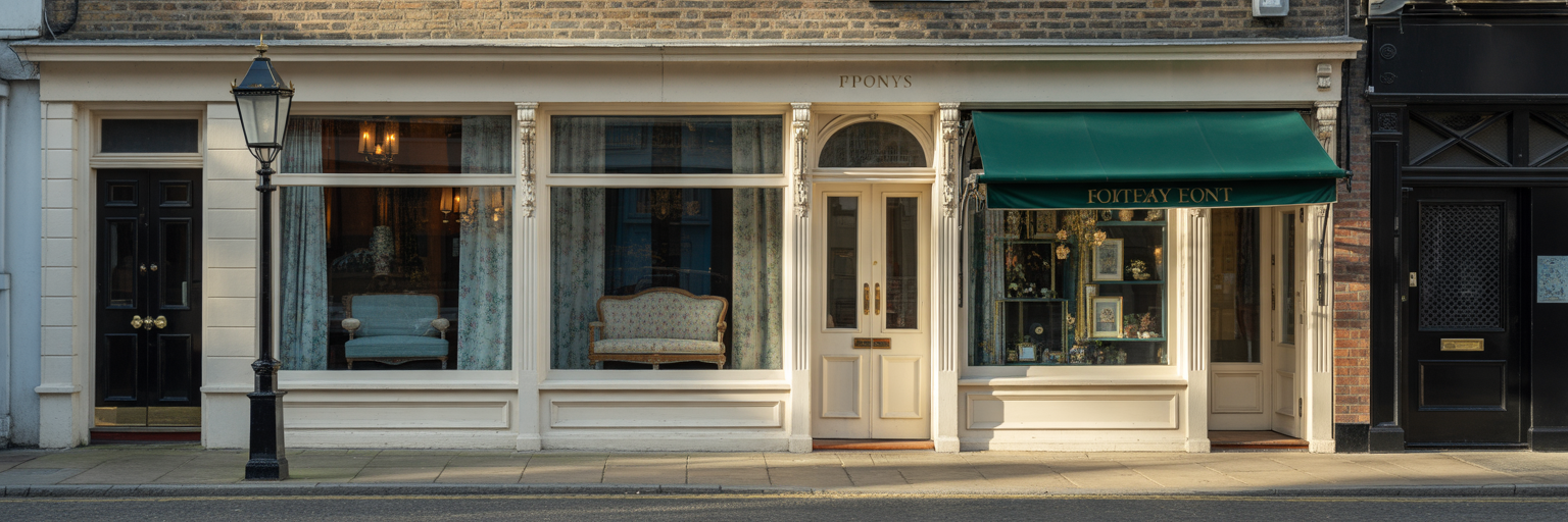 Quiet British high street shopfront.