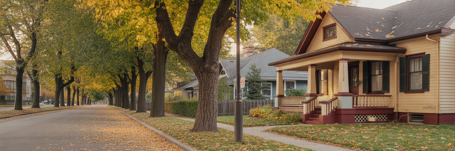 Quiet residential street in Missoula Montana