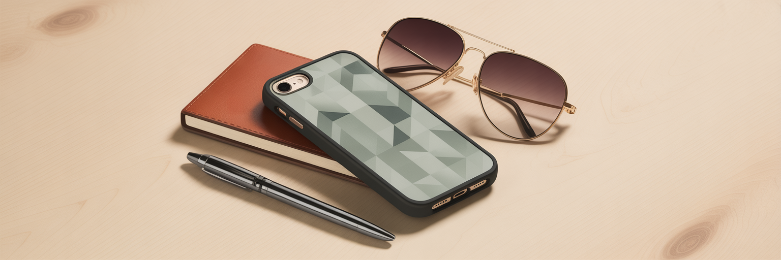 Rectangle iPhone case with daily essentials