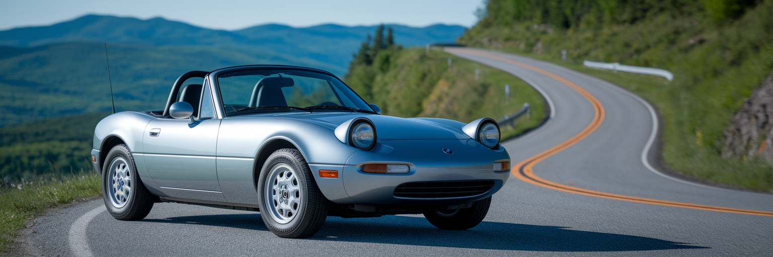 Reliable used convertible sports car on a scenic road.