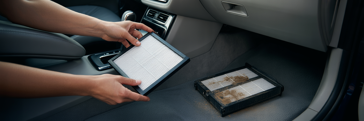 Replacing a car's cabin air filter.
