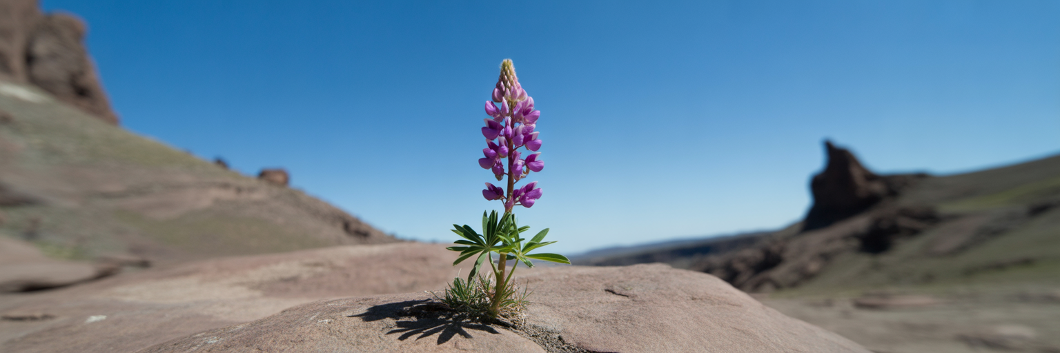 Resilient wildflower blooming on rocky terrain