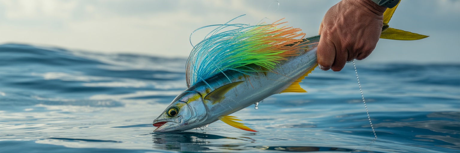 Rigged ballyhoo bait for Mahi fishing