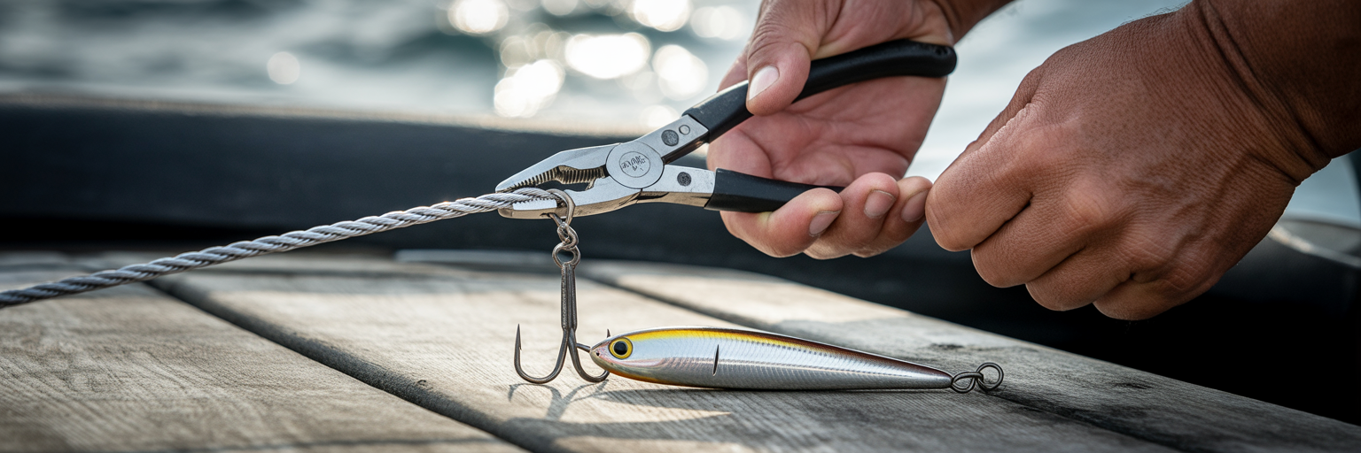 Rigging a wahoo lure with steel leader