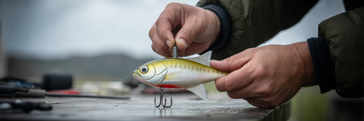 Rigging soft plastic lure with twist-lock.