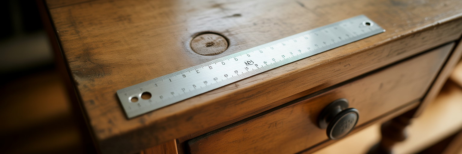 Ruler measuring center-to-center drawer pull holes