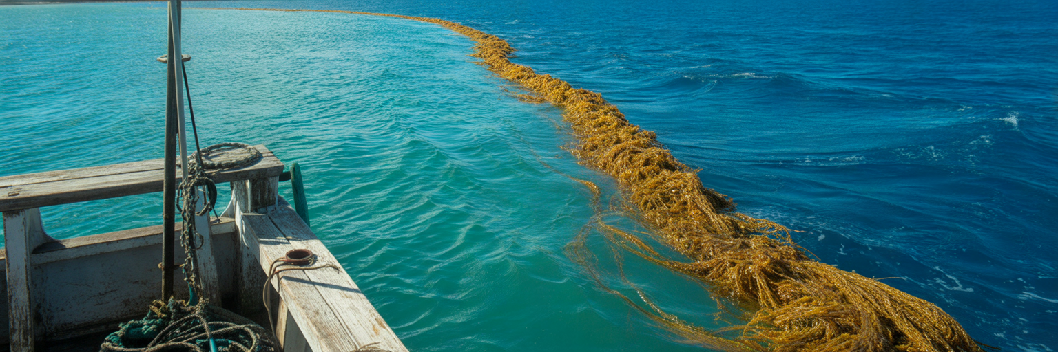 Sargassum weed line and current edge