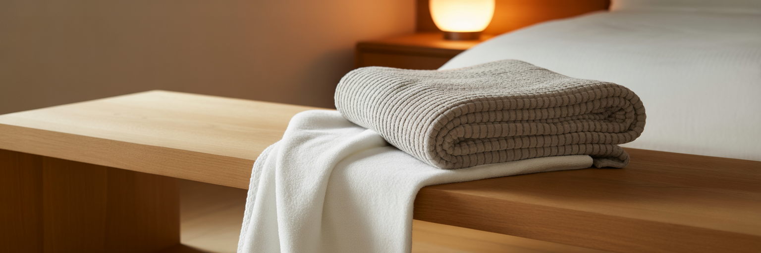 Sauna blanket prepared for bedtime routine