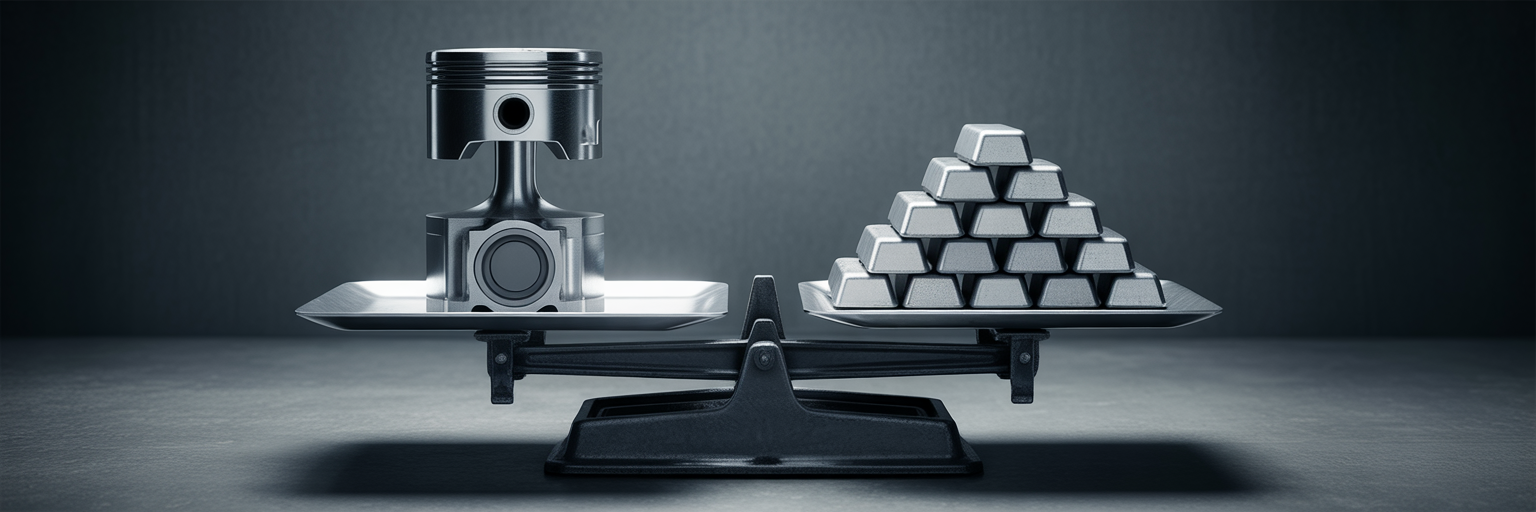 Scale balancing engine piston and metal blocks.