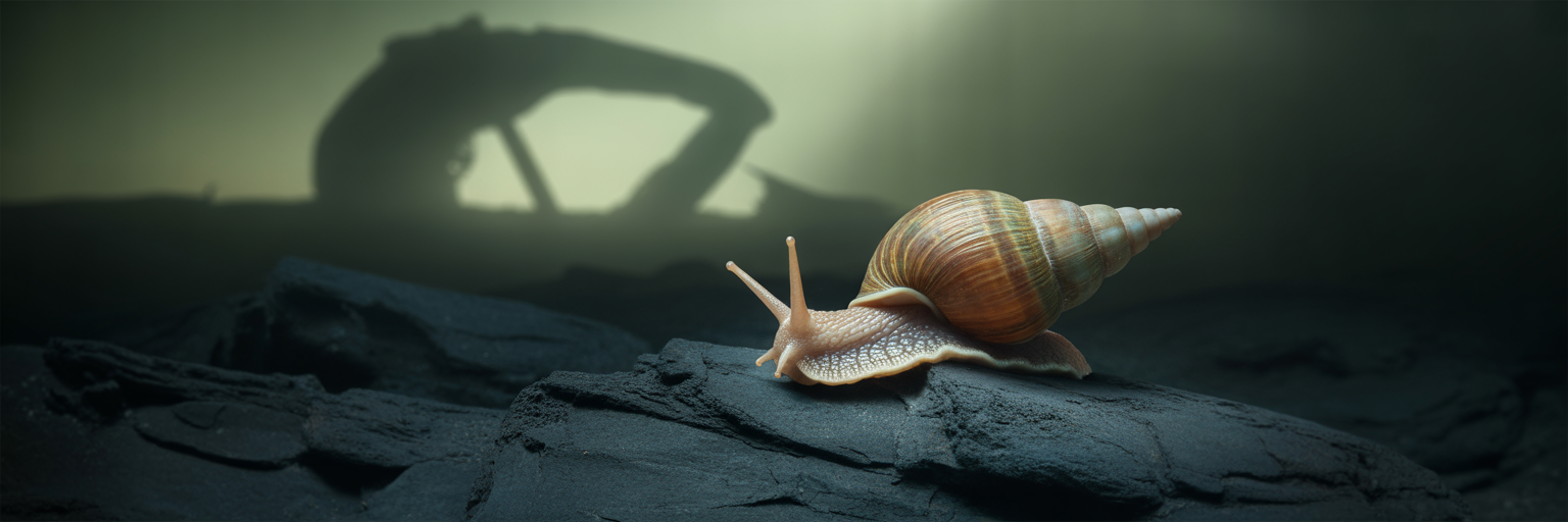 Scaly-foot snail with mining vehicle shadow.