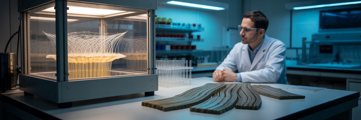 Scientist developing biomimetic materials in lab
