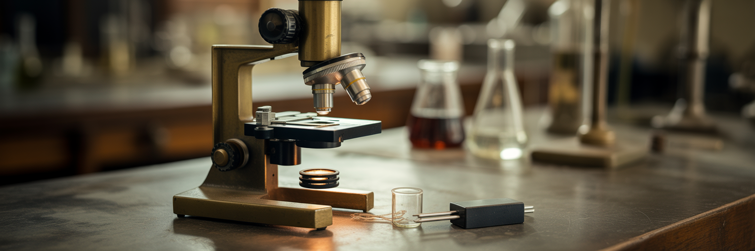 Scientist discovering magnetotactic bacteria with microscope.