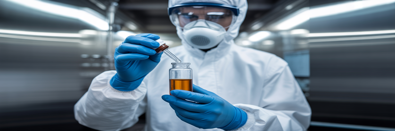 Scientist handling a sample in a lab.