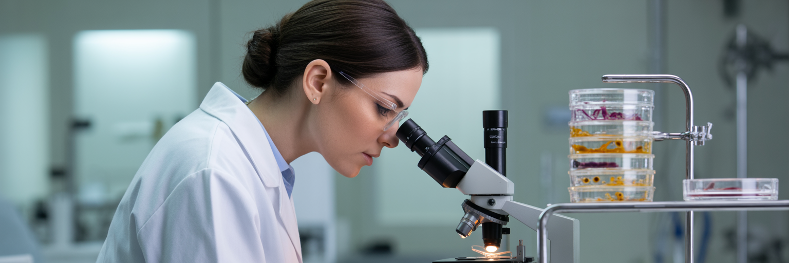 Scientist studying parasites in lab