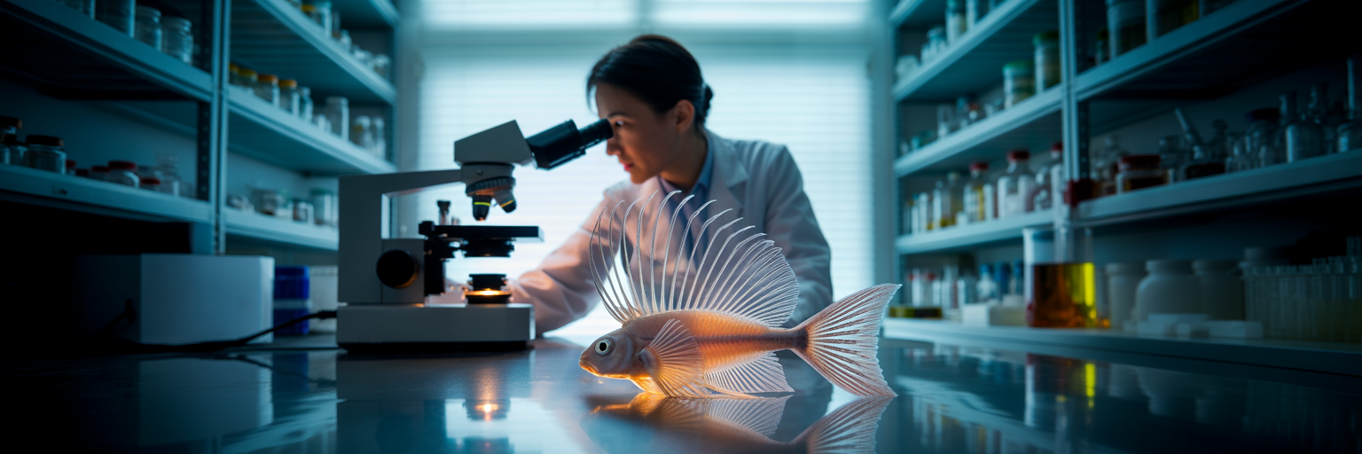 Scientist studying sea robin fin ray evolution