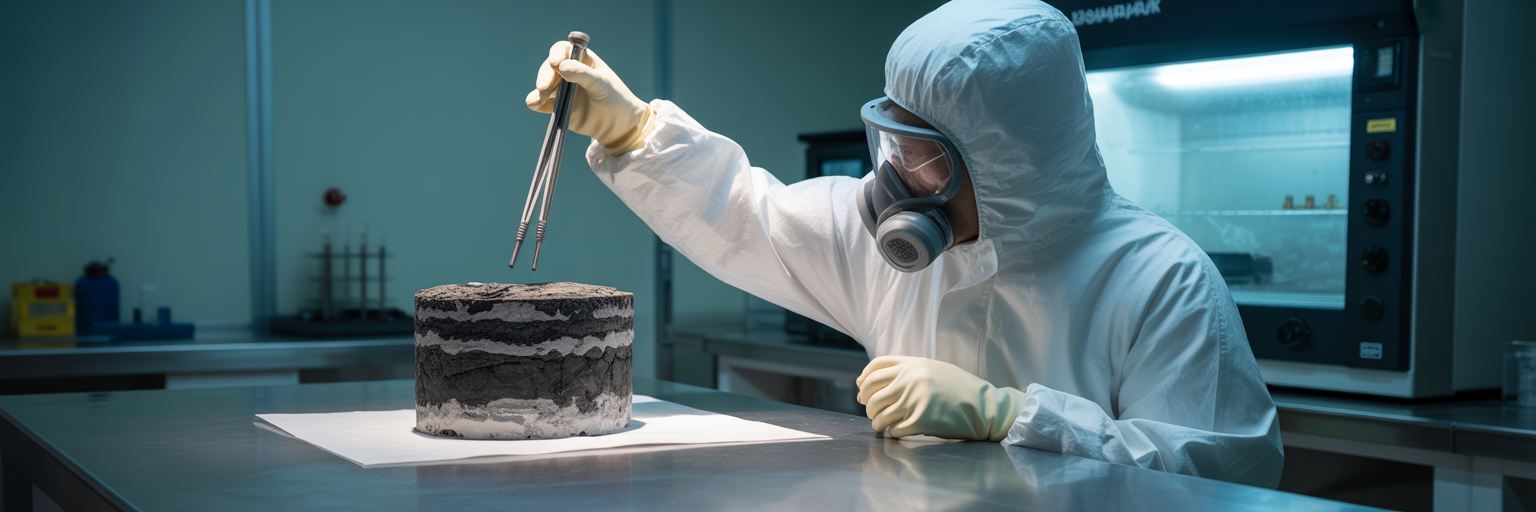Scientist studying Siberian permafrost core sample.